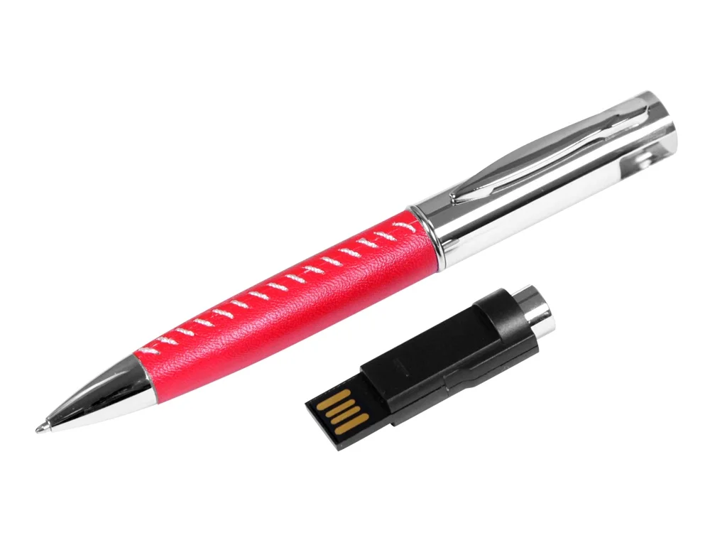 USB 2.0- флешка на 64 Гб в виде ручки с мини чипом красный/серебристый 64Gb - фото 2