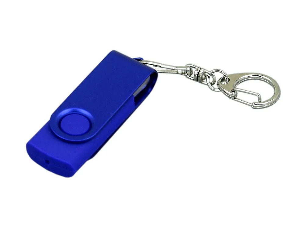 USB 2.0- флешка промо на 16 Гб с поворотным механизмом и однотонным металлическим клипом синий 16Gb - фото 1