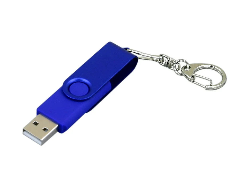 USB 2.0- флешка промо на 16 Гб с поворотным механизмом и однотонным металлическим клипом синий 16Gb - фото 2