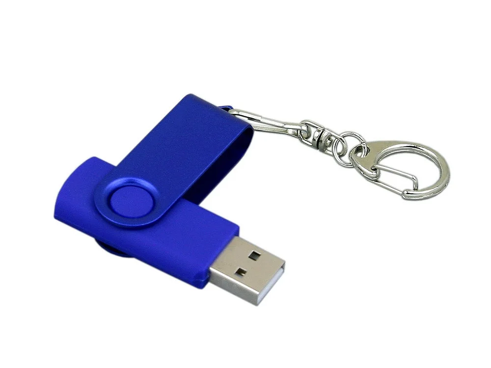 USB 2.0- флешка промо на 16 Гб с поворотным механизмом и однотонным металлическим клипом синий 16Gb - фото 3