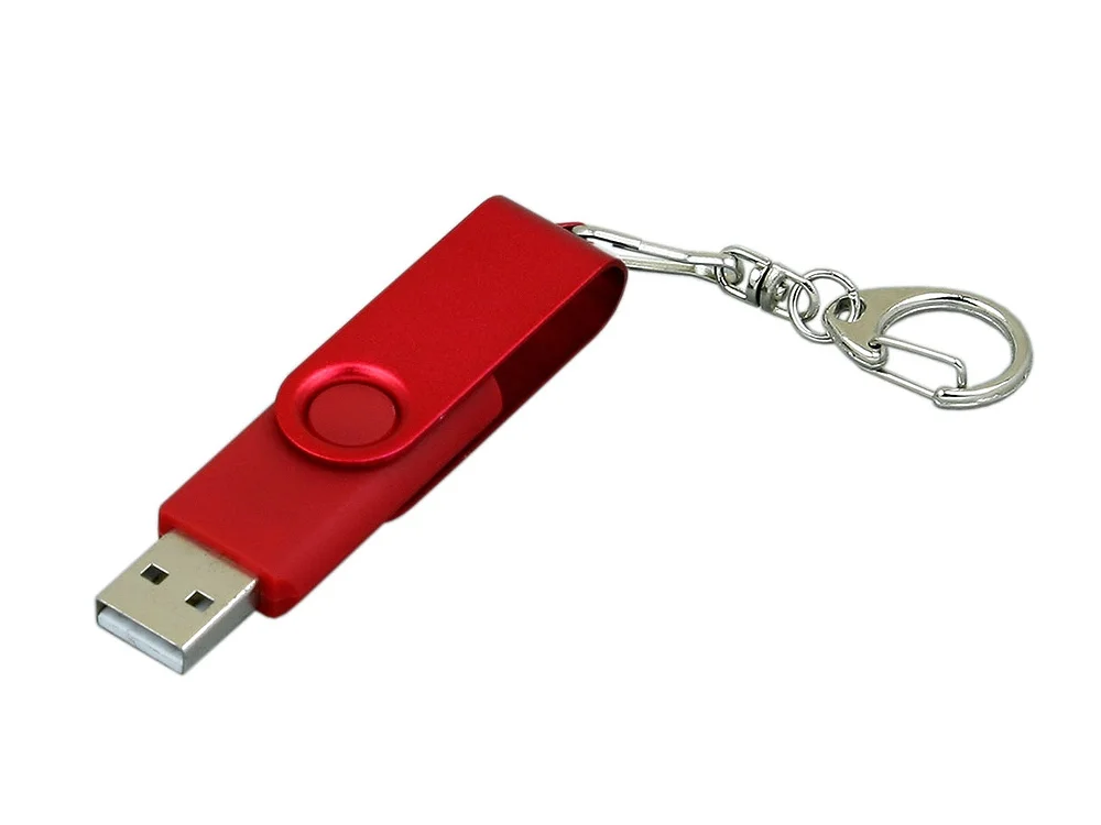 USB 2.0- флешка промо на 16 Гб с поворотным механизмом и однотонным металлическим клипом красный 16Gb - фото 2