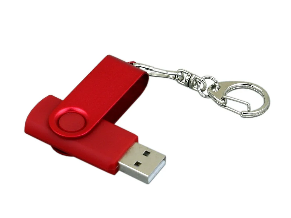USB 2.0- флешка промо на 16 Гб с поворотным механизмом и однотонным металлическим клипом красный 16Gb - фото 3