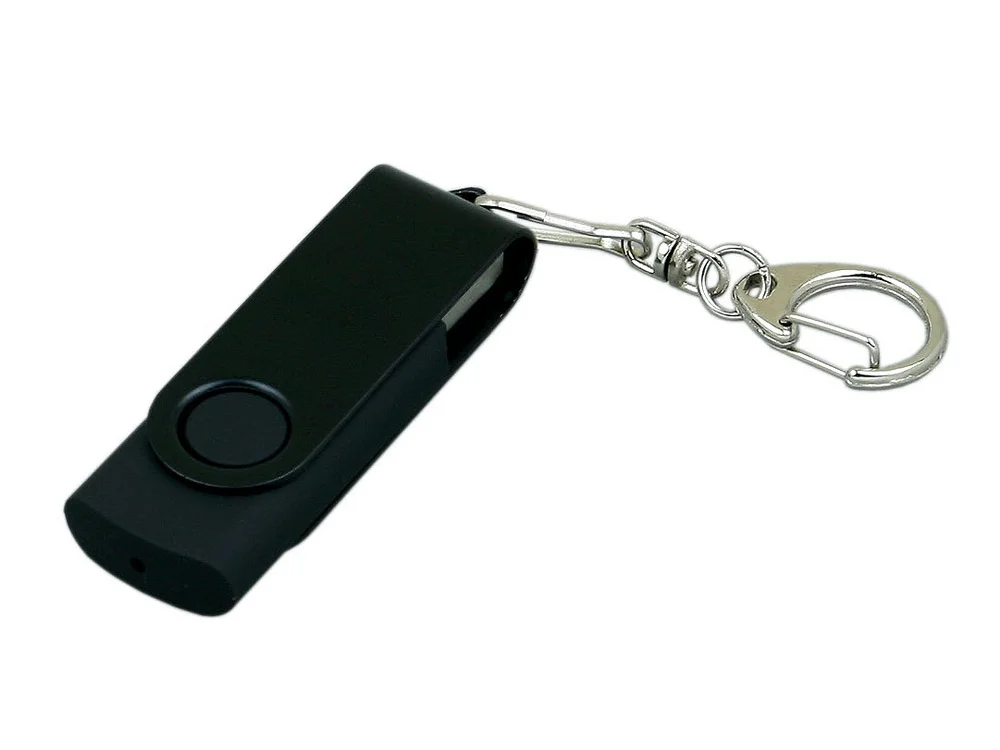 USB 2.0- флешка промо на 32 Гб с поворотным механизмом и однотонным металлическим клипом черный 32Gb - фото 1