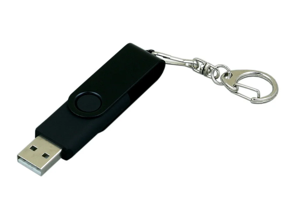 USB 2.0- флешка промо на 32 Гб с поворотным механизмом и однотонным металлическим клипом черный 32Gb - фото 2