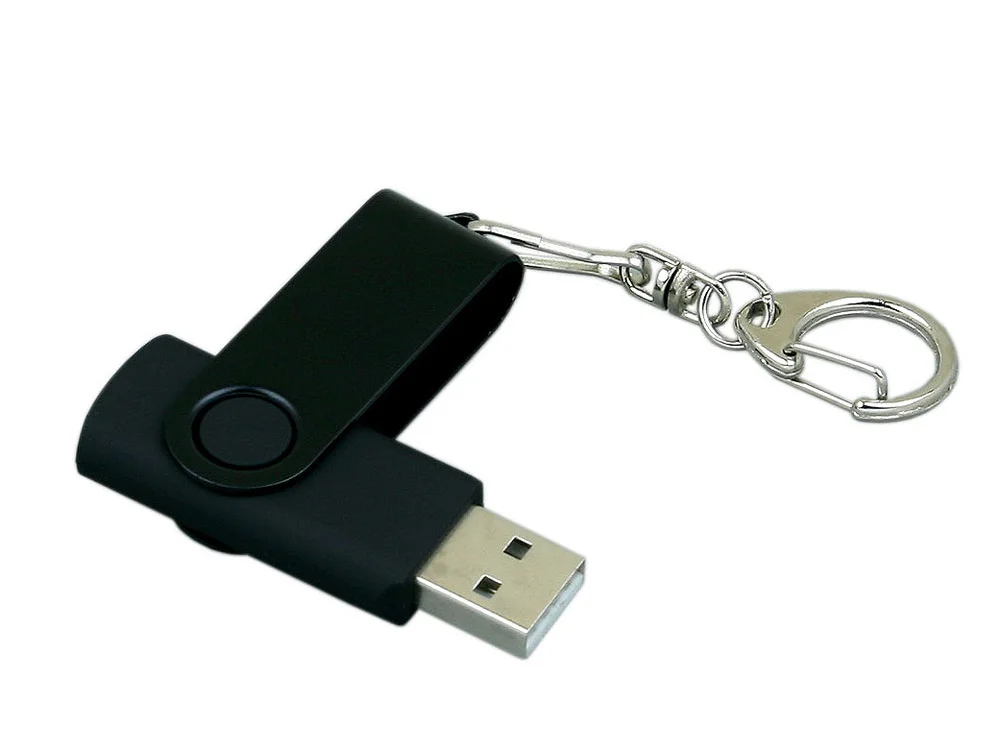 USB 2.0- флешка промо на 32 Гб с поворотным механизмом и однотонным металлическим клипом черный 32Gb - фото 3