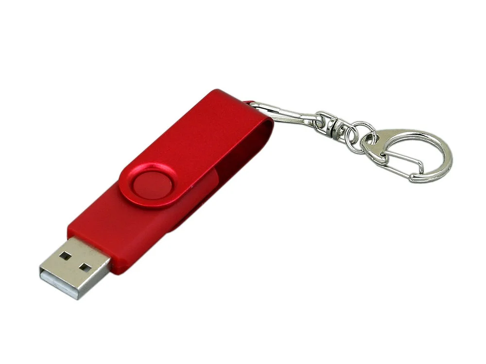 USB 2.0- флешка промо на 32 Гб с поворотным механизмом и однотонным металлическим клипом красный 32Gb - фото 2