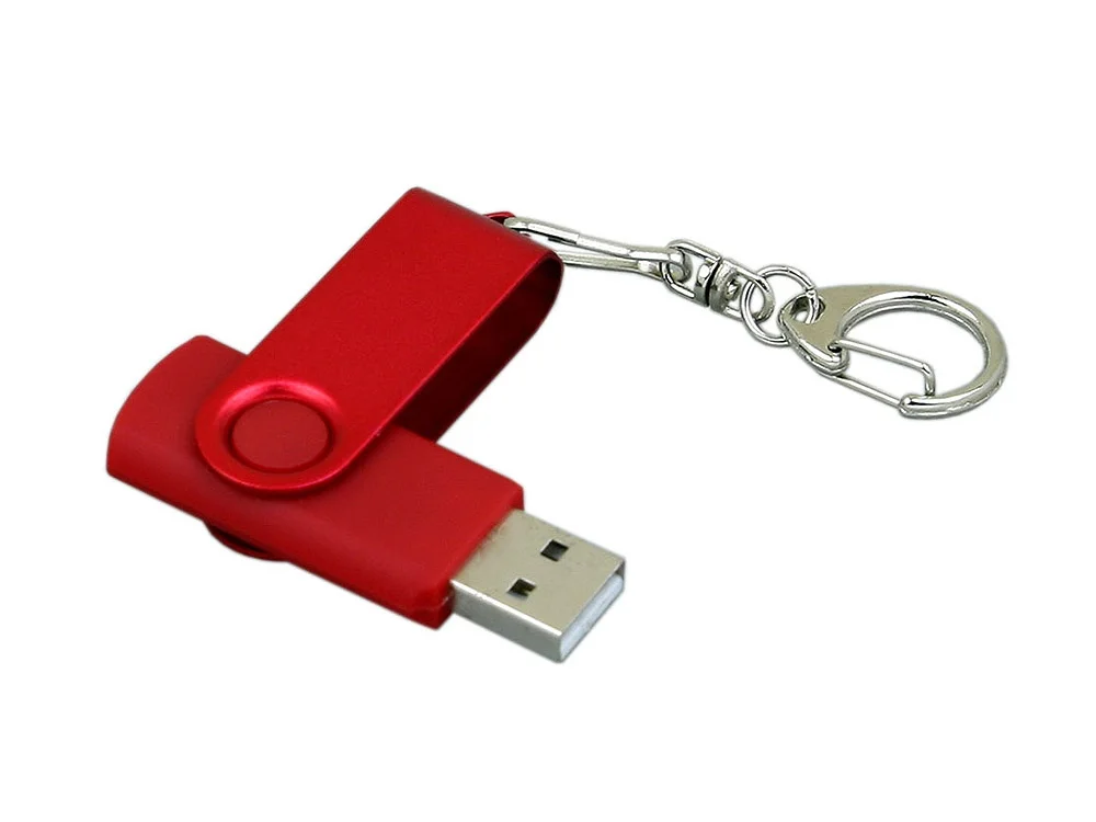 USB 2.0- флешка промо на 32 Гб с поворотным механизмом и однотонным металлическим клипом красный 32Gb - фото 3