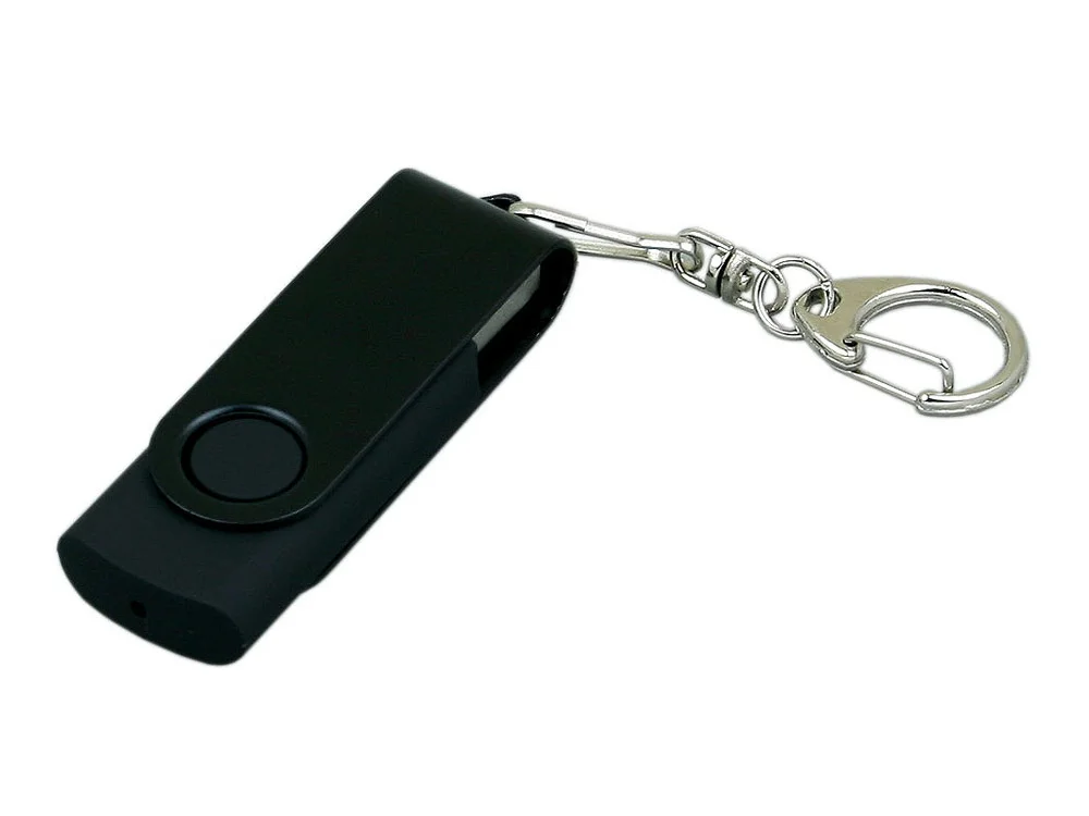 USB 2.0- флешка промо на 64 Гб с поворотным механизмом и однотонным металлическим клипом черный 64Gb - фото 1