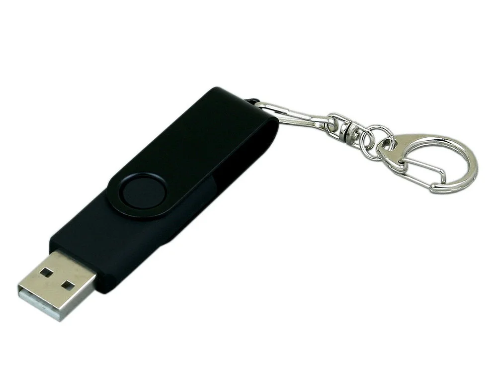 USB 2.0- флешка промо на 64 Гб с поворотным механизмом и однотонным металлическим клипом черный 64Gb - фото 2