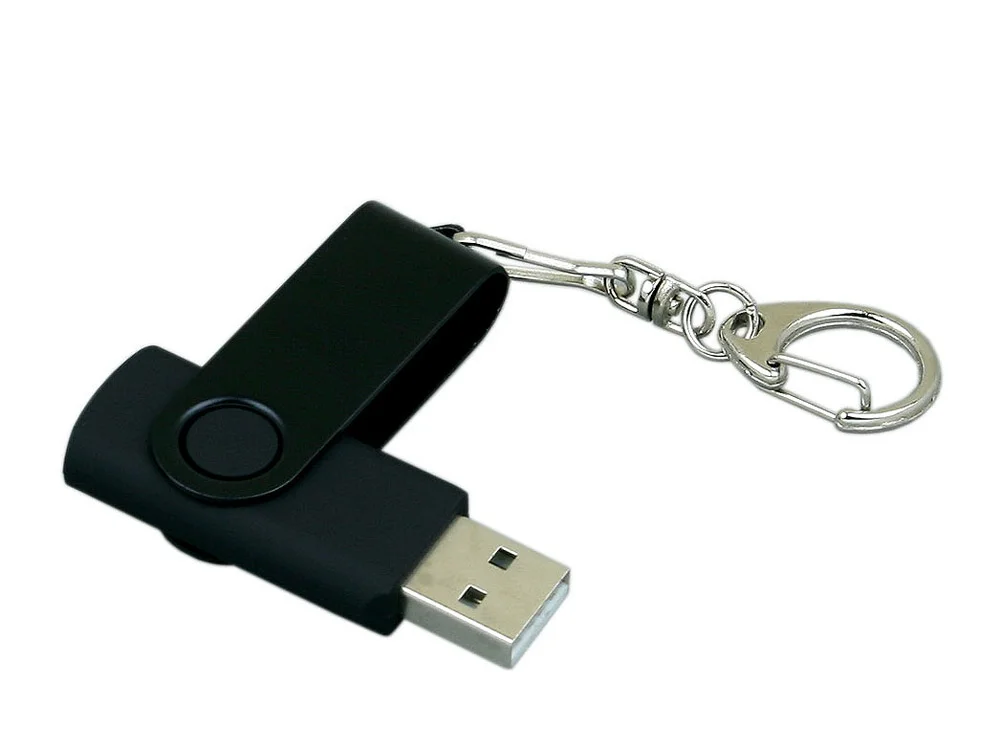 USB 2.0- флешка промо на 64 Гб с поворотным механизмом и однотонным металлическим клипом черный 64Gb - фото 3
