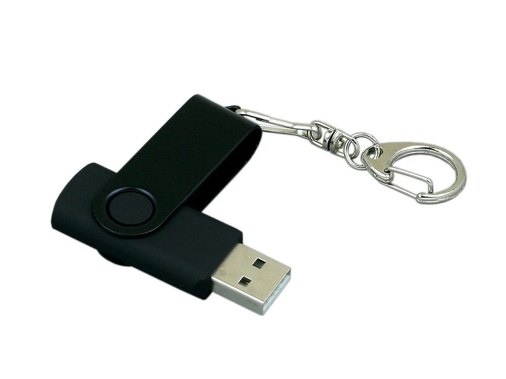 USB 2.0- флешка промо на 4 Гб с поворотным механизмом и однотонным металлическим клипом черный 4Gb - фото 3