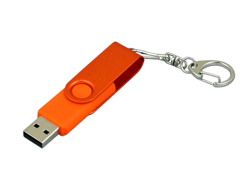 USB 2.0- флешка промо на 4 Гб с поворотным механизмом и однотонным металлическим клипом оранжевый 4Gb - фото 2
