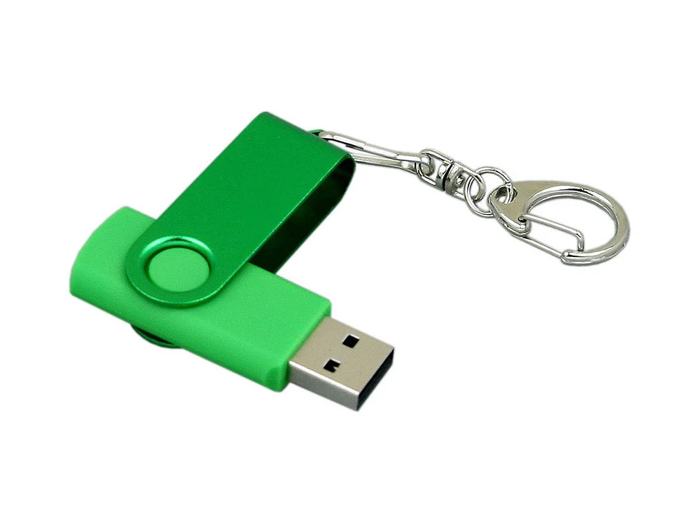 USB 2.0- флешка промо на 4 Гб с поворотным механизмом и однотонным металлическим клипом зеленый 4Gb - фото 3