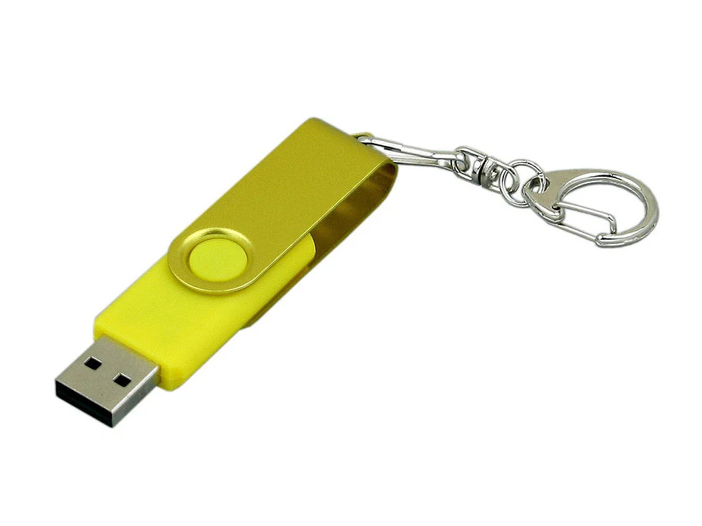 USB 2.0- флешка промо на 4 Гб с поворотным механизмом и однотонным металлическим клипом желтый 4Gb - фото 2