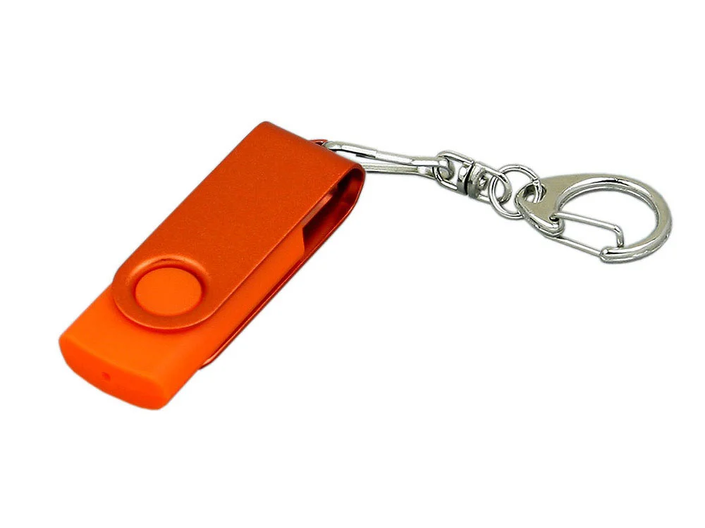 USB 2.0- флешка промо на 8 Гб с поворотным механизмом и однотонным металлическим клипом оранжевый 8Gb - фото 1