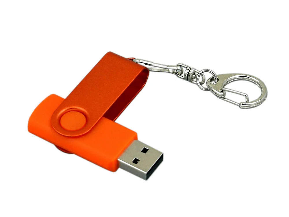 USB 2.0- флешка промо на 8 Гб с поворотным механизмом и однотонным металлическим клипом оранжевый 8Gb - фото 3