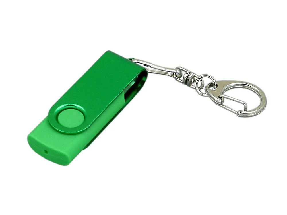 USB 2.0- флешка промо на 8 Гб с поворотным механизмом и однотонным металлическим клипом зеленый 8Gb - фото 1