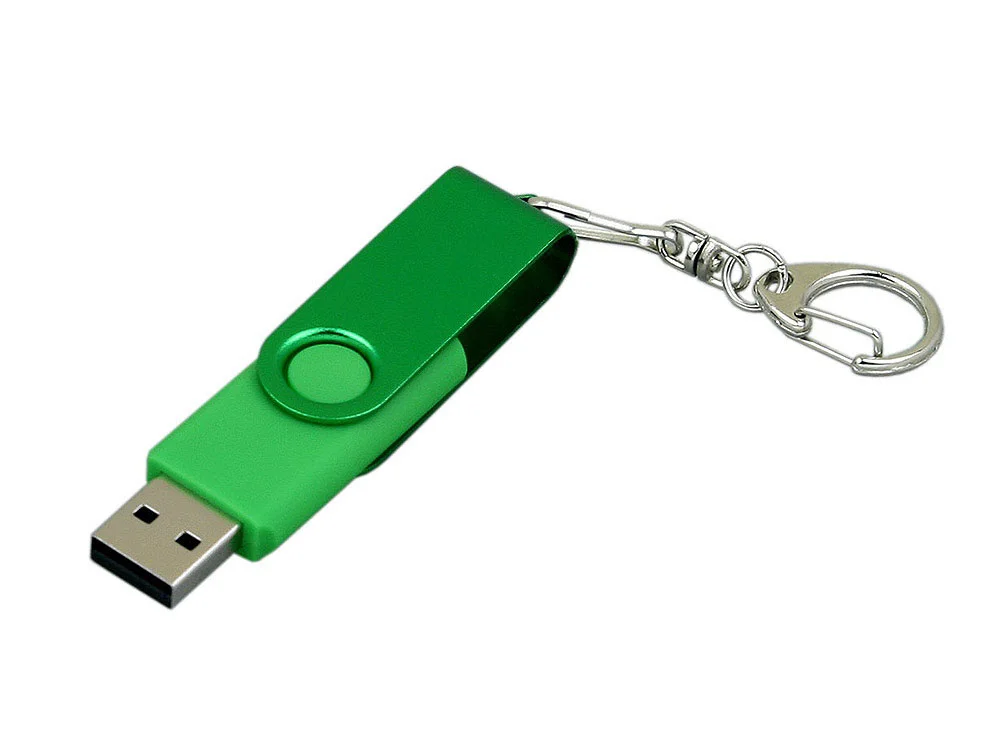 USB 2.0- флешка промо на 8 Гб с поворотным механизмом и однотонным металлическим клипом зеленый 8Gb - фото 2