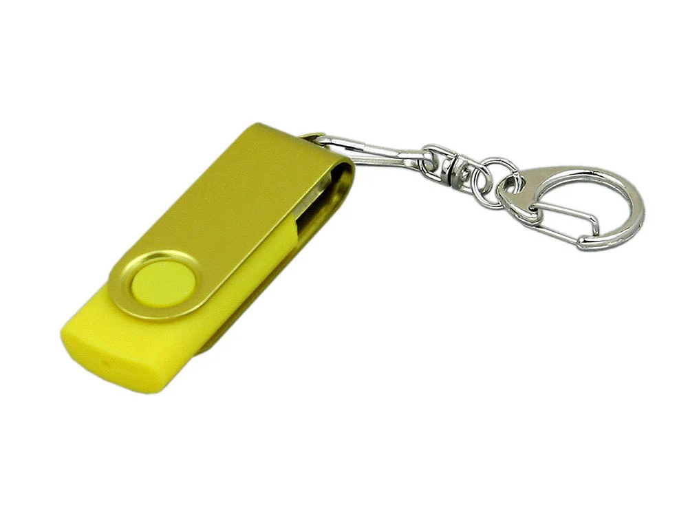 USB 2.0- флешка промо на 8 Гб с поворотным механизмом и однотонным металлическим клипом желтый 8Gb - фото 1