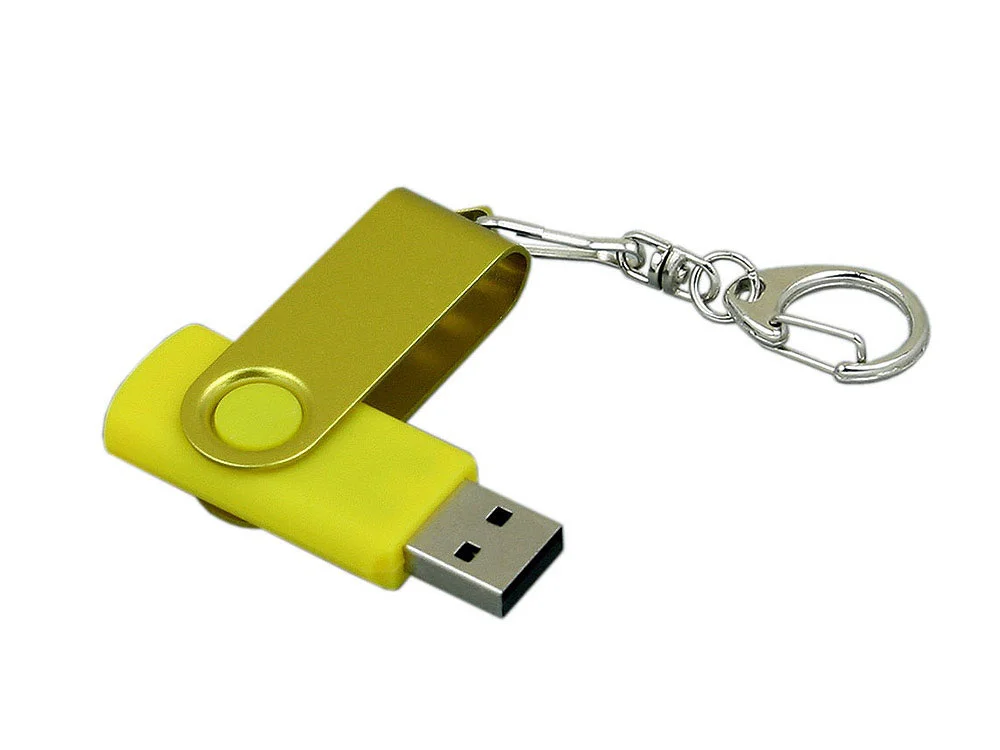 USB 2.0- флешка промо на 8 Гб с поворотным механизмом и однотонным металлическим клипом желтый 8Gb - фото 3