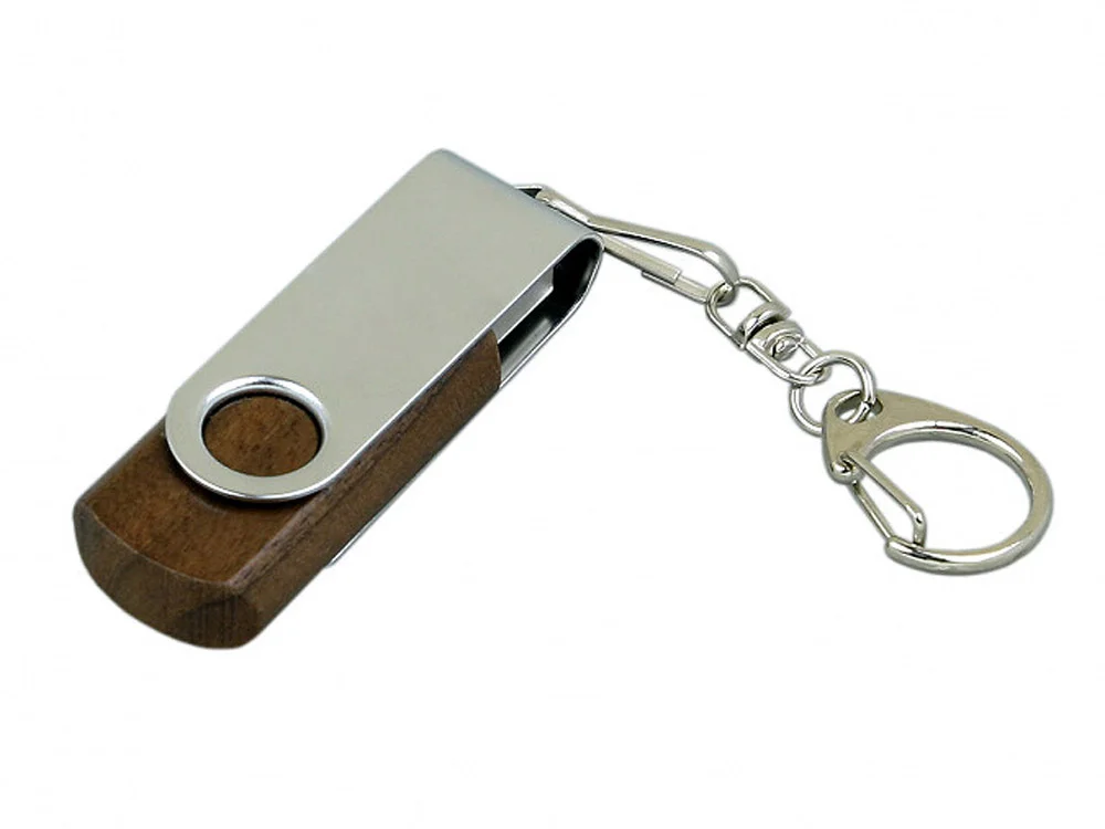 USB 2.0- флешка промо на 64 Гб с поворотным механизмом коричневый/серебристый 64Gb - фото 1
