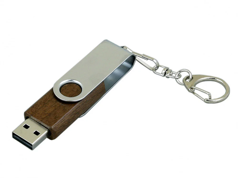 USB 2.0- флешка промо на 4 Гб с поворотным механизмом коричневый/серебристый 4Gb - фото 2
