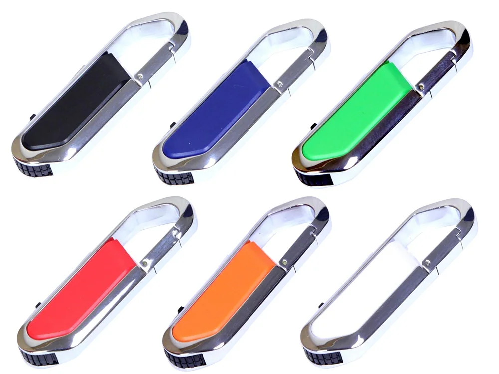 USB 2.0- флешка на 16 Гб в виде карабина оранжевый/серебристый 16Gb - фото 3