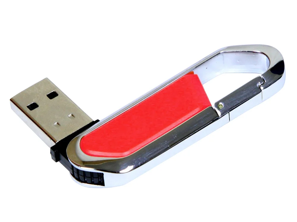 USB 2.0- флешка на 16 Гб в виде карабина красный/серебристый 16Gb - фото 2