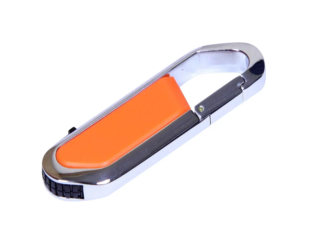 USB 2.0- флешка на 32 Гб в виде карабина оранжевый/серебристый 32Gb - фото 1