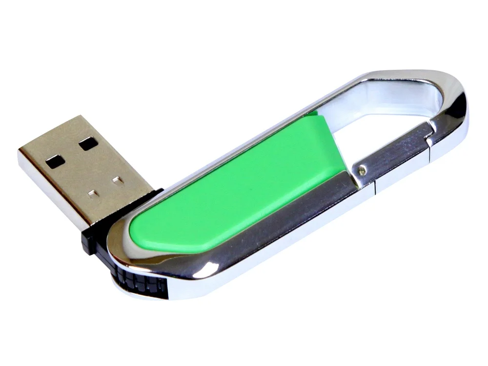 USB 2.0- флешка на 64 Гб в виде карабина зеленый/серебристый 64Gb - фото 2