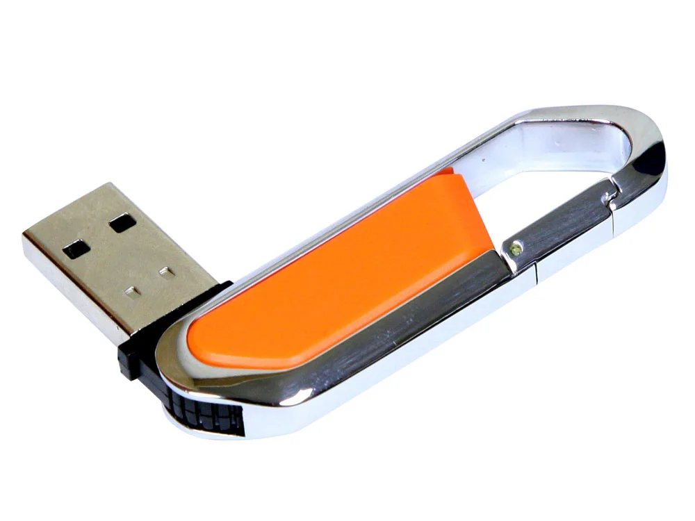 USB 2.0- флешка на 8 Гб в виде карабина оранжевый/серебристый 8Gb - фото 2