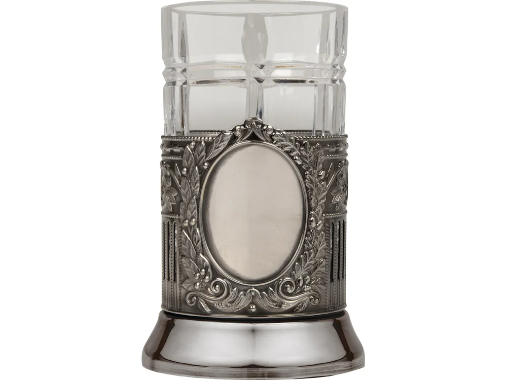 Подстаканник с хрустальным стаканом серебристый/прозрачный 250 мл - фото 3