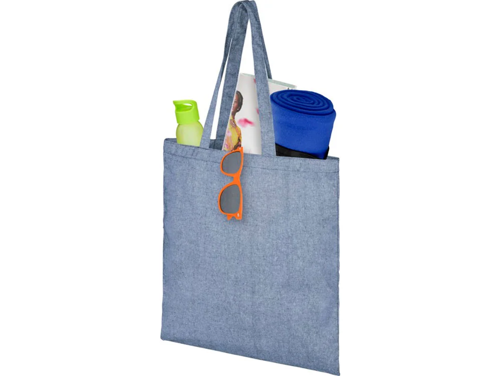 Сумка Pheebs из переработанного хлопка 150 г/м² синий меланж - фото 3