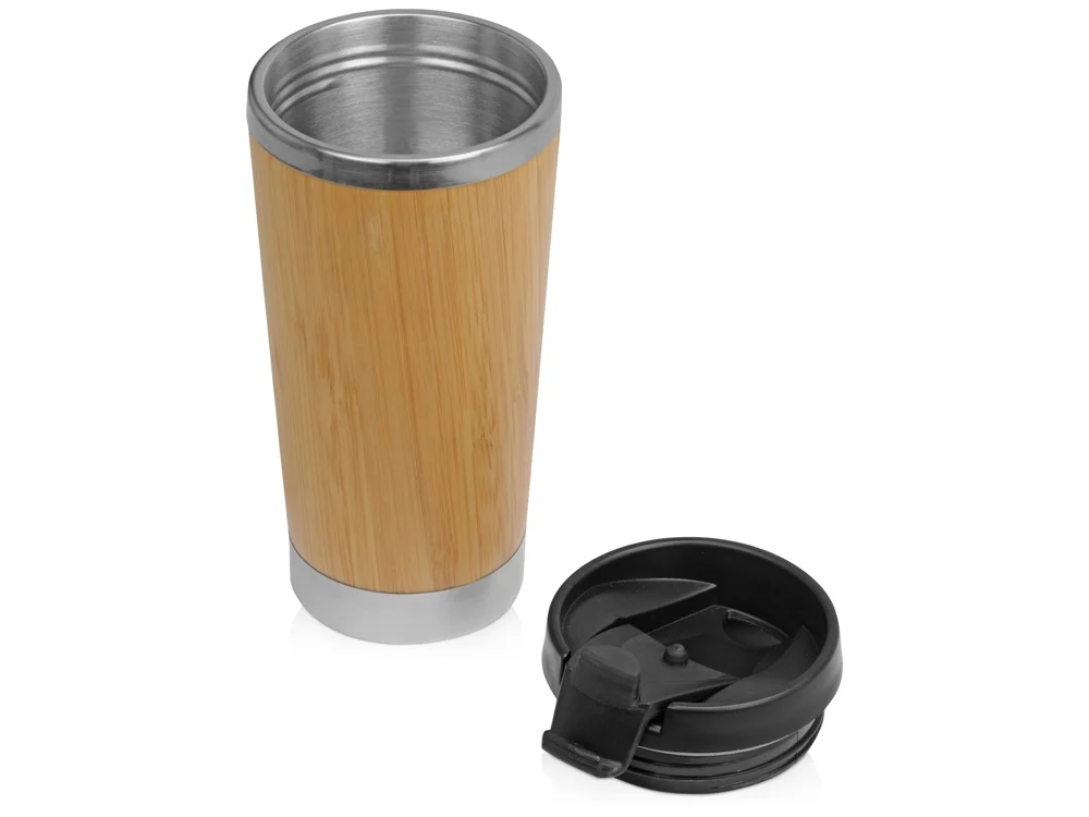 Термокружка Stem с бамбуковым корпусом натуральный/серебристый 420 мл - фото 2
