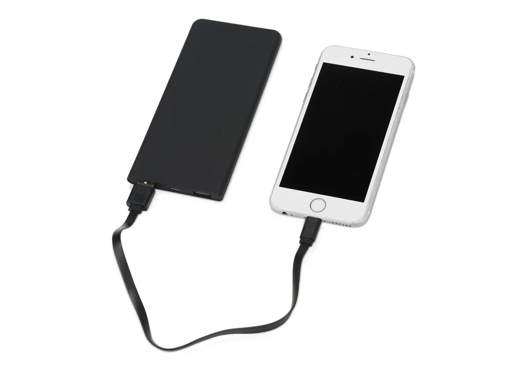 Внешний аккумулятор с подсветкой логотипа Faros soft-touch 4000 mAh черный - фото 2