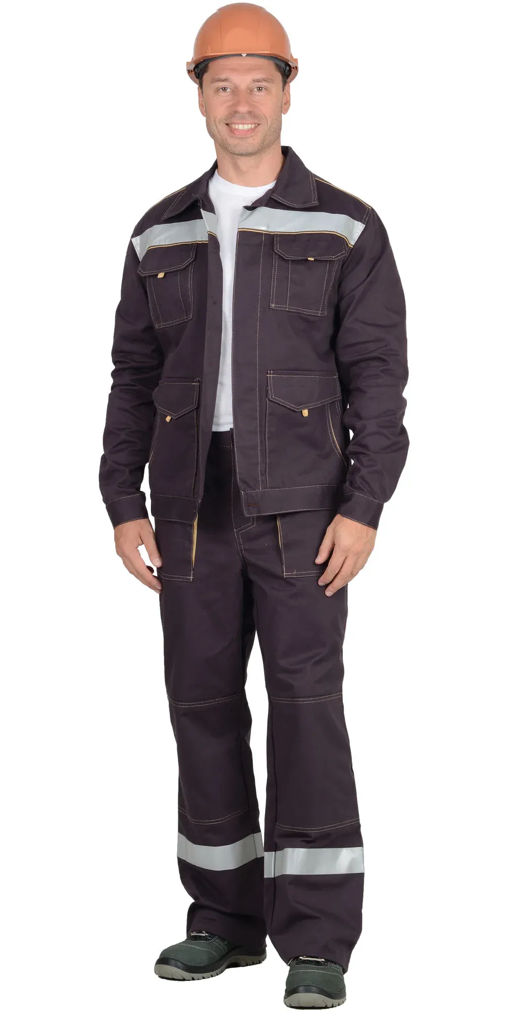 Костюм СИРИУС-ТРОЯ куртка брюки 100% ХБ пл. 320 г/кв.м 88-92/170-176, Коричневый