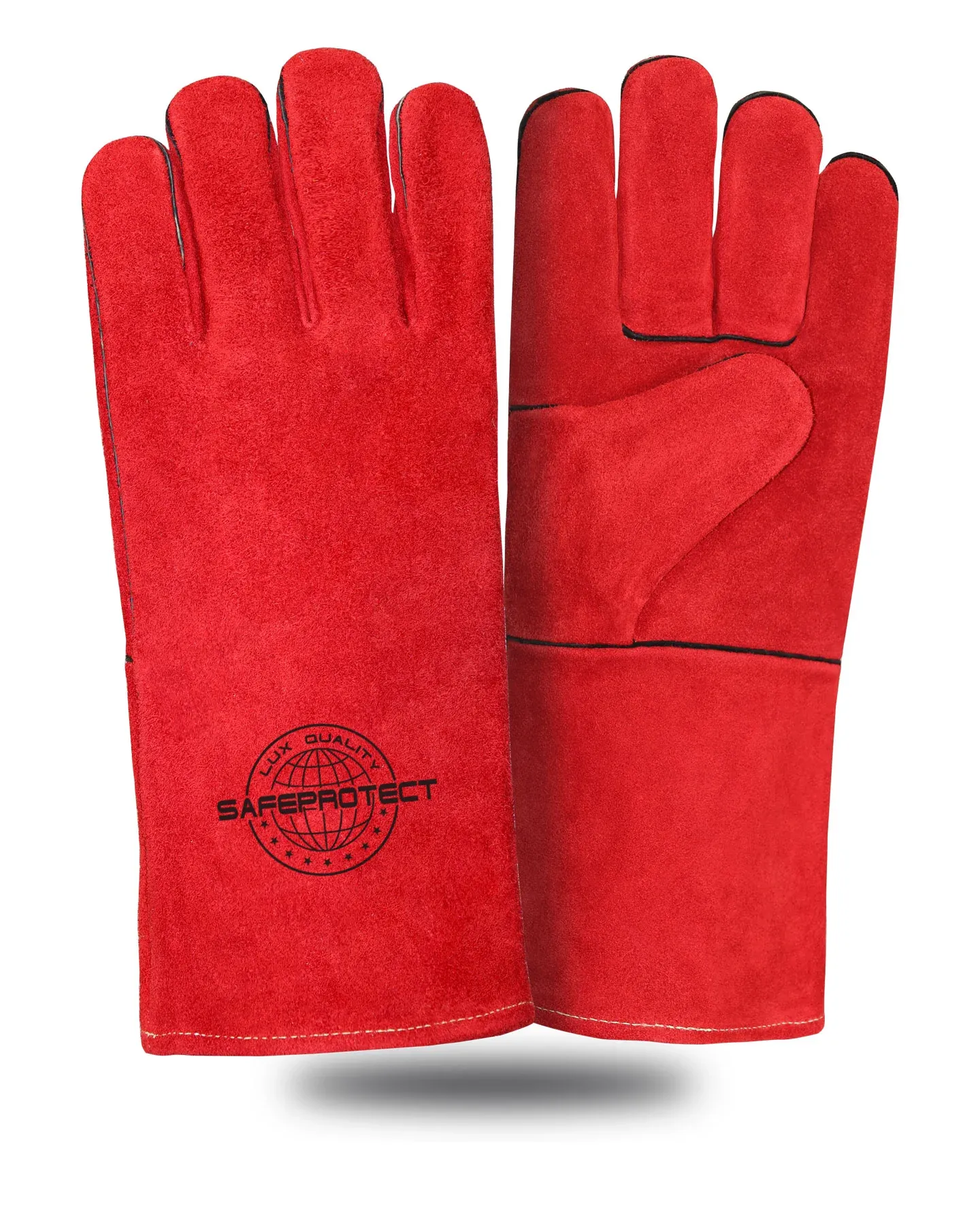 Краги спилковые ЯМАЛ Safeprotect® красные флисовая подкладка р.10,5 х12х60