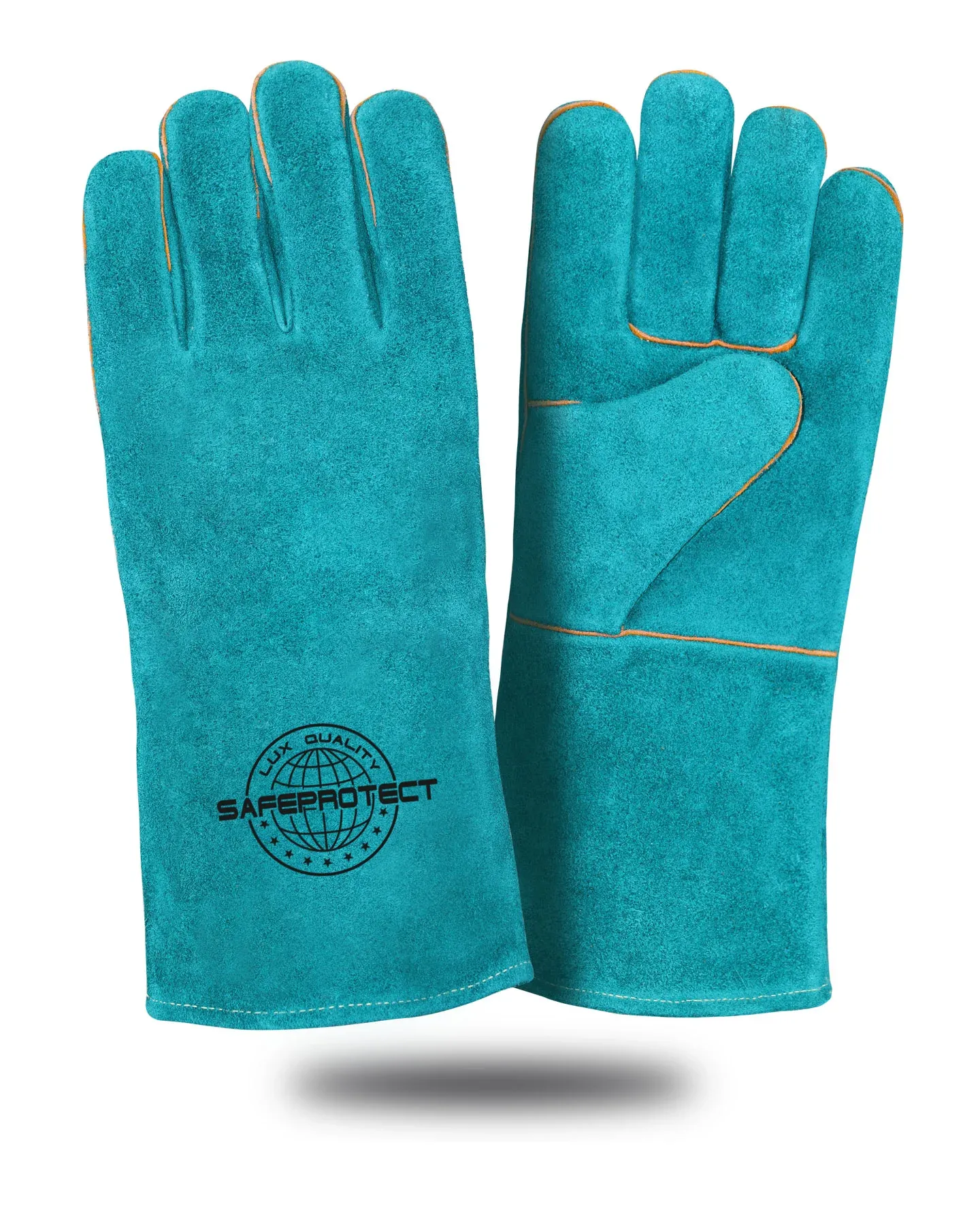 Краги спилковые утепленные КАМЧАТКА Safeprotect® бирюзовые меховые р.10,5 х6х60