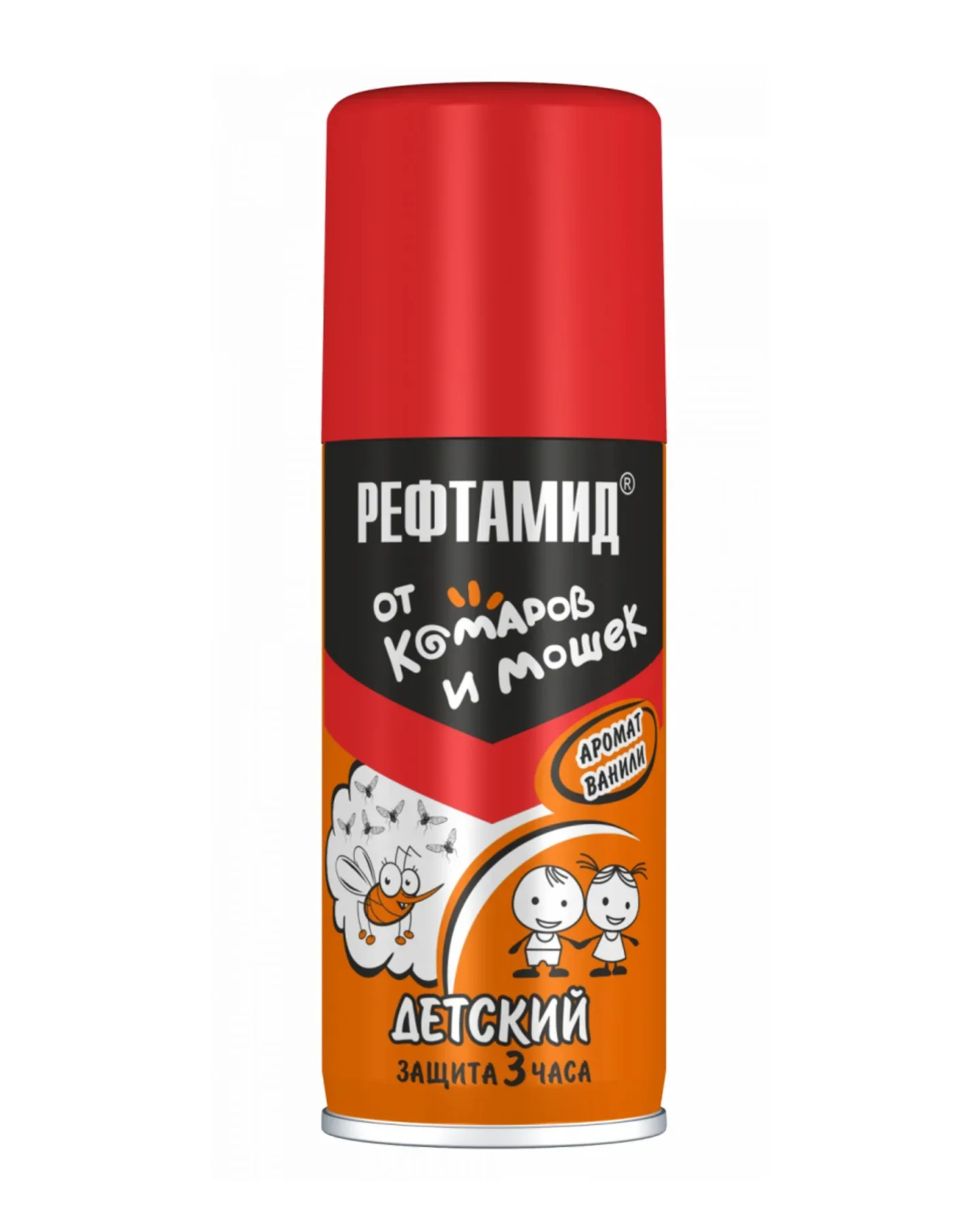 Аэрозоль- Репелент Рефтамид® бережная защита детский от 3-х лет комар мошка 100мл/15 шт. в уп-, -
