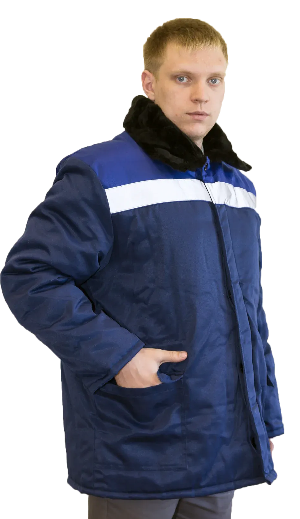 Куртка Бригадир с СОП 44-46/170-176, тёмно-синий/василек